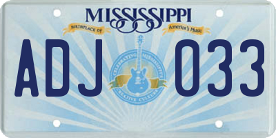 MS license plate ADJ033