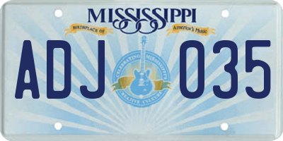 MS license plate ADJ035
