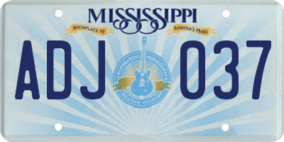 MS license plate ADJ037