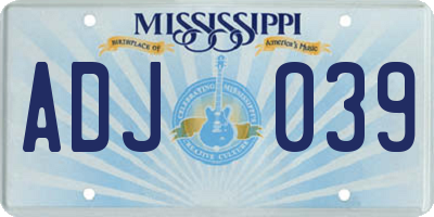 MS license plate ADJ039