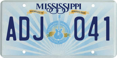 MS license plate ADJ041