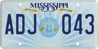 MS license plate ADJ043