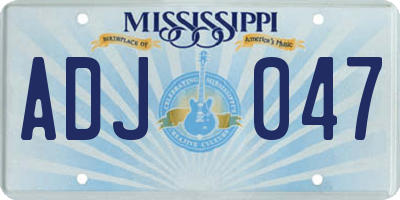 MS license plate ADJ047