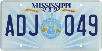 MS license plate ADJ049