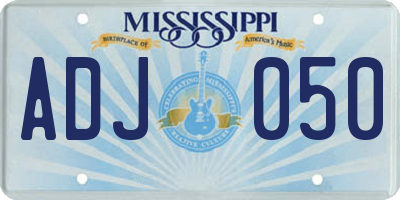 MS license plate ADJ050