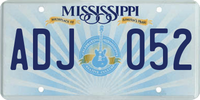 MS license plate ADJ052