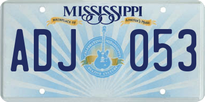 MS license plate ADJ053