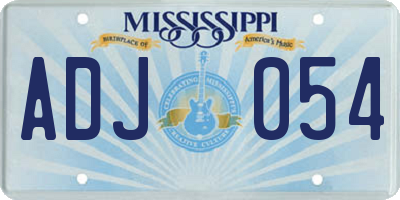 MS license plate ADJ054