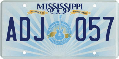 MS license plate ADJ057