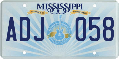 MS license plate ADJ058