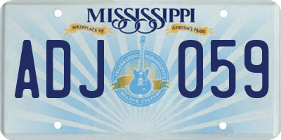 MS license plate ADJ059