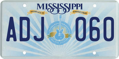 MS license plate ADJ060