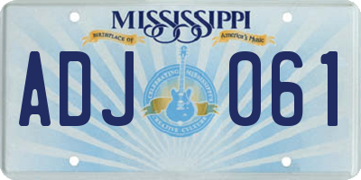 MS license plate ADJ061