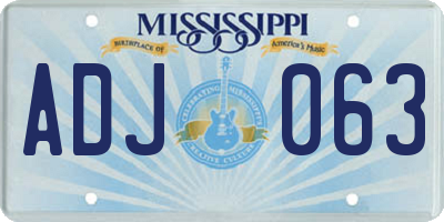 MS license plate ADJ063