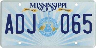 MS license plate ADJ065