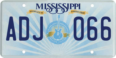 MS license plate ADJ066