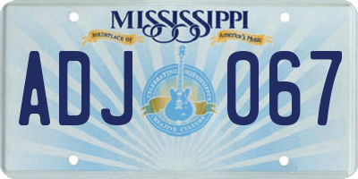 MS license plate ADJ067