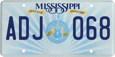 MS license plate ADJ068