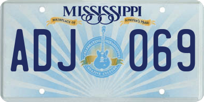 MS license plate ADJ069