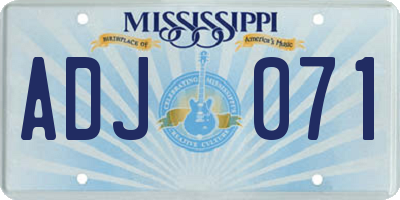 MS license plate ADJ071
