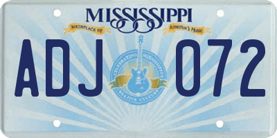 MS license plate ADJ072