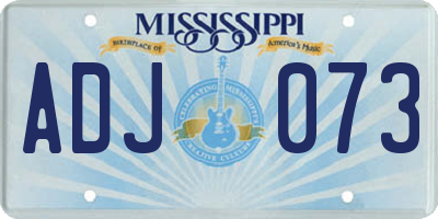 MS license plate ADJ073