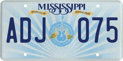 MS license plate ADJ075