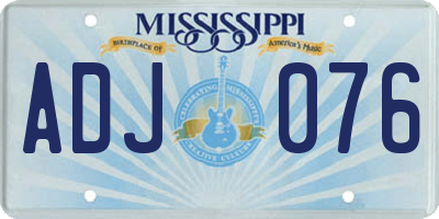 MS license plate ADJ076