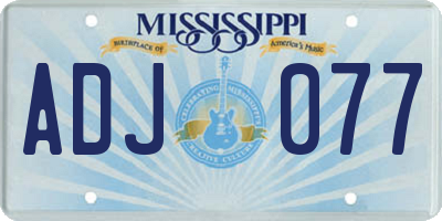 MS license plate ADJ077