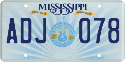 MS license plate ADJ078