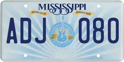 MS license plate ADJ080