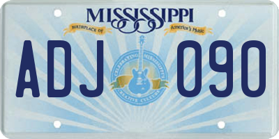 MS license plate ADJ090
