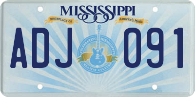 MS license plate ADJ091