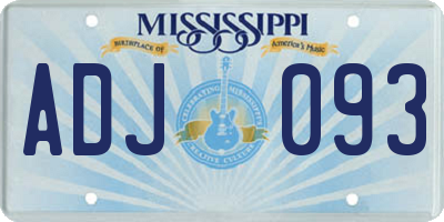 MS license plate ADJ093
