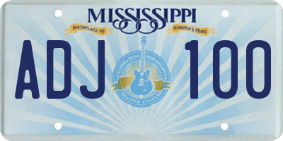 MS license plate ADJ100