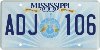 MS license plate ADJ106