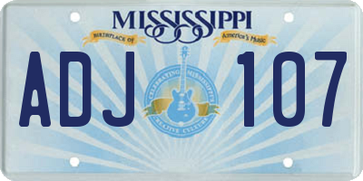 MS license plate ADJ107