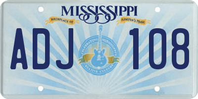 MS license plate ADJ108