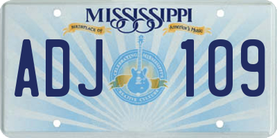 MS license plate ADJ109