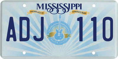 MS license plate ADJ110