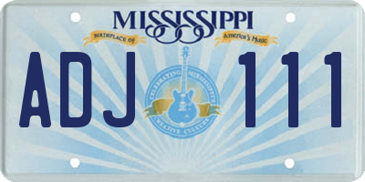 MS license plate ADJ111