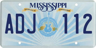 MS license plate ADJ112