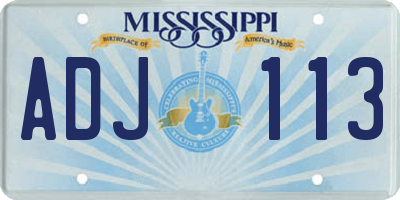 MS license plate ADJ113