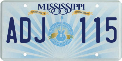 MS license plate ADJ115