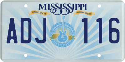 MS license plate ADJ116