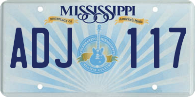 MS license plate ADJ117
