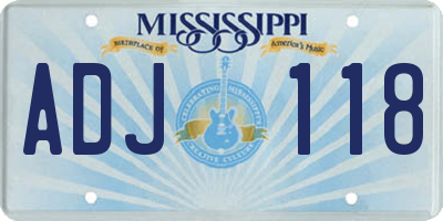 MS license plate ADJ118