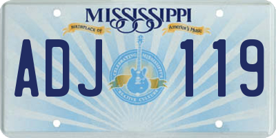 MS license plate ADJ119