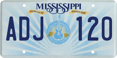 MS license plate ADJ120