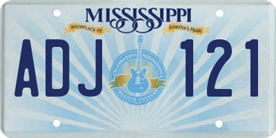 MS license plate ADJ121
